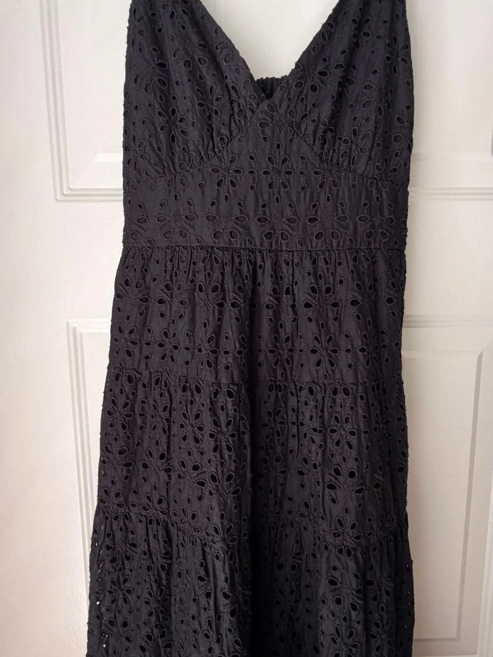 Abercrombie & Fitch Black Eyelet Tiered Maxi Dress